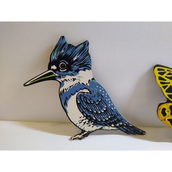 Bumble Bee Dragonfly Kingfishers Blue Jay Birds Moth Lot (5) Thick Diecuts 1940s - Picture 3 of 7